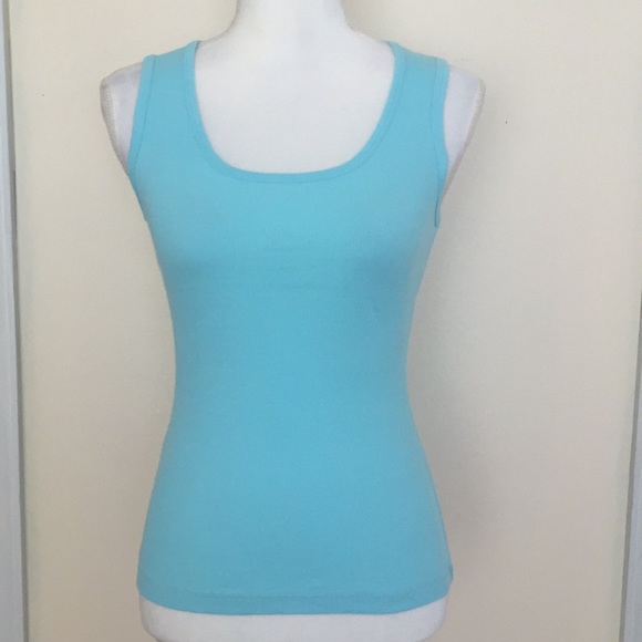 LAST ONE 👚 Beautiful soft ribbed teal tank top size S - Picture 3 of 8